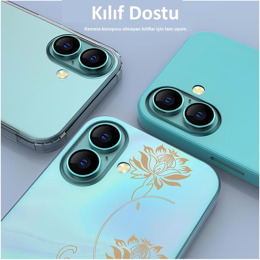 IPHONE 16 / IPHONE 16 PLUS SAFİR LENS KORUMA - GREEN