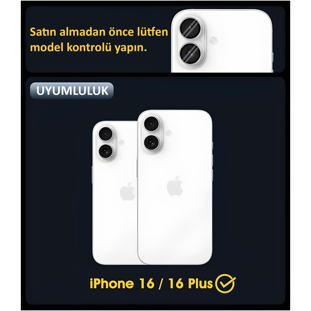 IPHONE 16 / IPHONE 16 PLUS SAFİR LENS KORUMA - SILVER