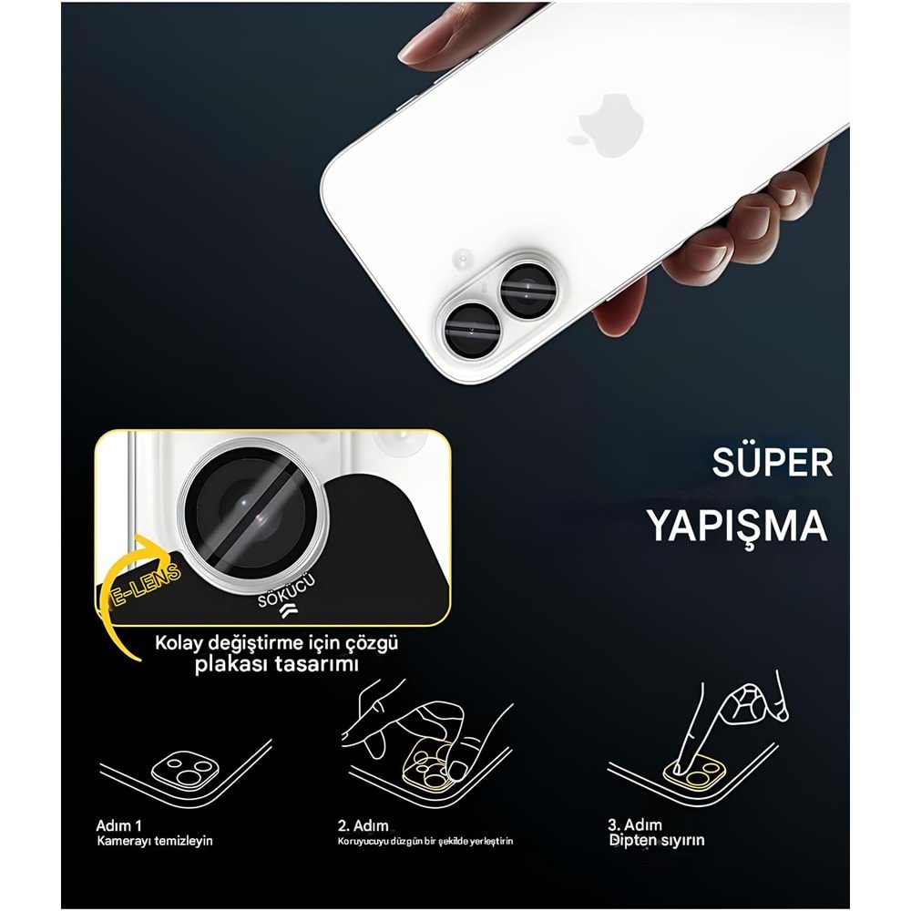 IPHONE 16 / IPHONE 16 PLUS SAFİR LENS KORUMA - SILVER