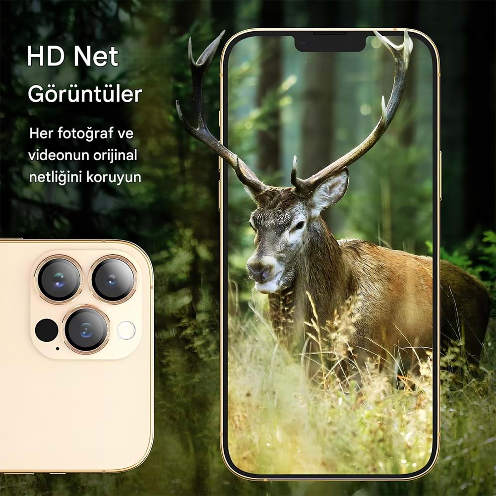 IPHONE 13 PRO / IPHONE 13 PRO MAX SAFİR LENS KORUMA - GOLD