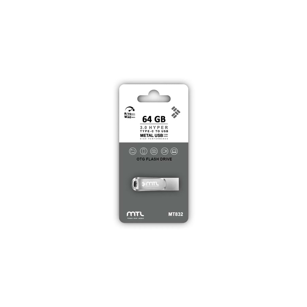 MT832 64 GB 3.0 HYPER TYPE-C TO USB METAL DÖNÜŞTÜRÜCÜ FLASH BELLEK /20