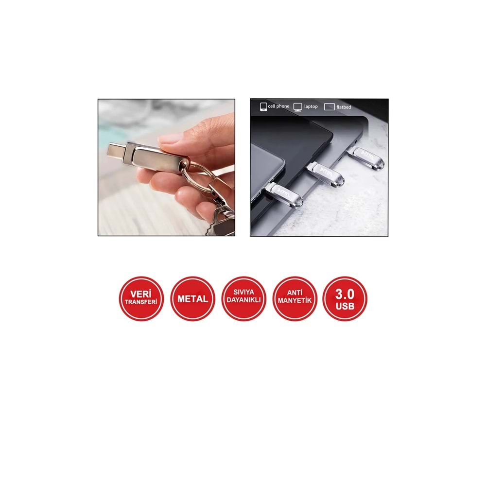 MT833 128 GB 3.0 HYPER TYPE-C TO USB METAL DÖNÜŞTÜRÜCÜ FLASH BELLEK /20