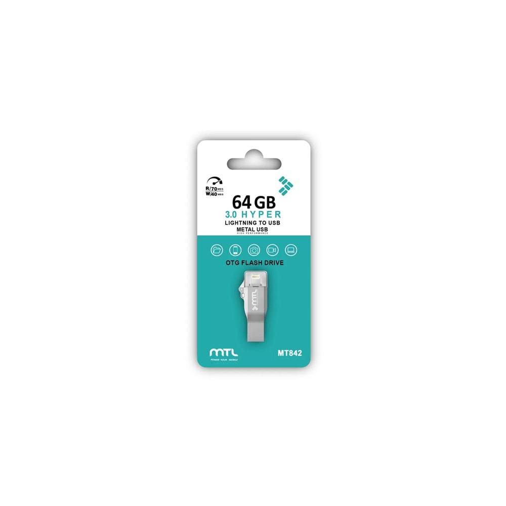 MT842 64 GB 3.0 HYPER LİGHTNİNG TO USB METAL DÖNÜŞTÜRÜCÜ FLASH BELLEK /20