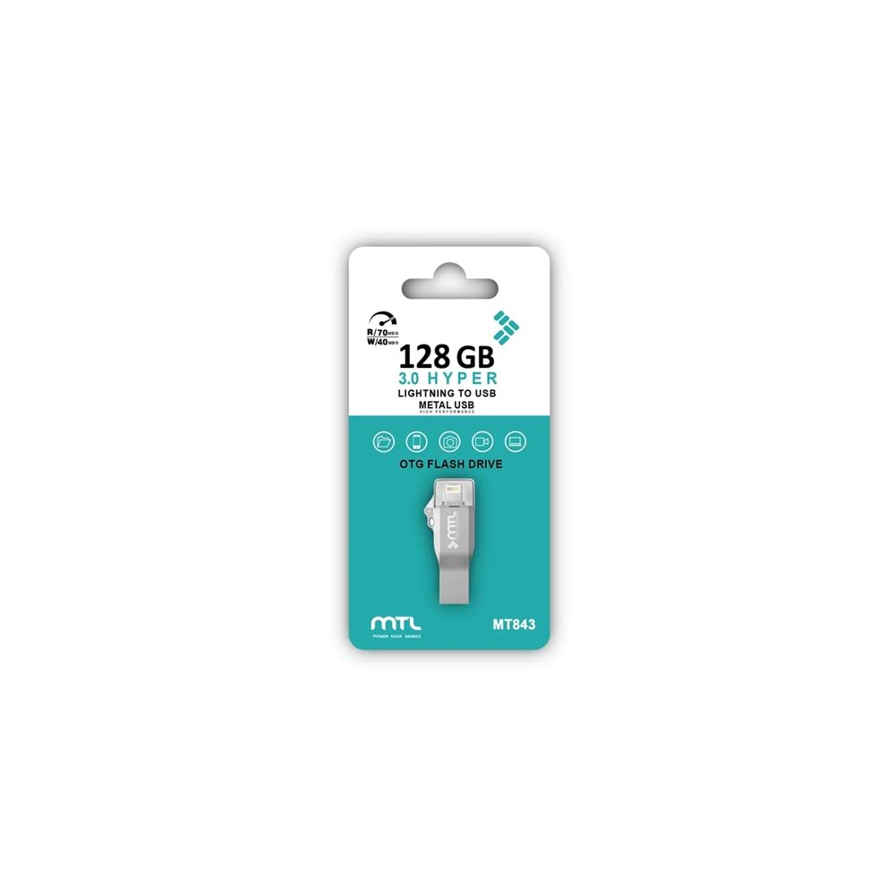 MT843 128 GB 3.0 HYPER LİGHTNİNG TO USB METAL DÖNÜŞTÜRÜCÜ FLASH BELLEK /20