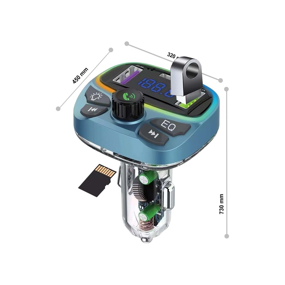 MT9877 50 WATT PD ŞARJLI BLUETOOTH FM MODÜLATÖR