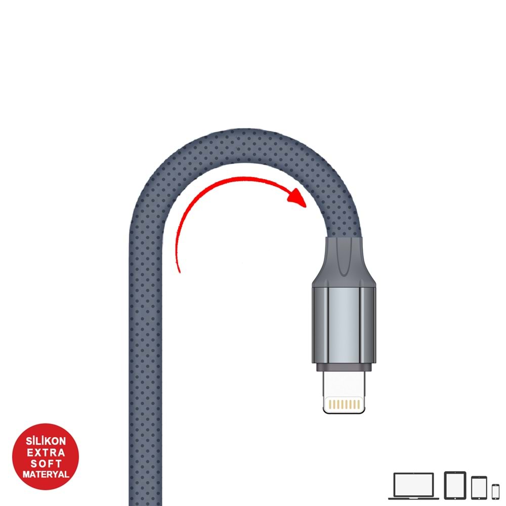 MT2432 3.4A LİGHTNİNG USB ŞARJ DATA KABLO