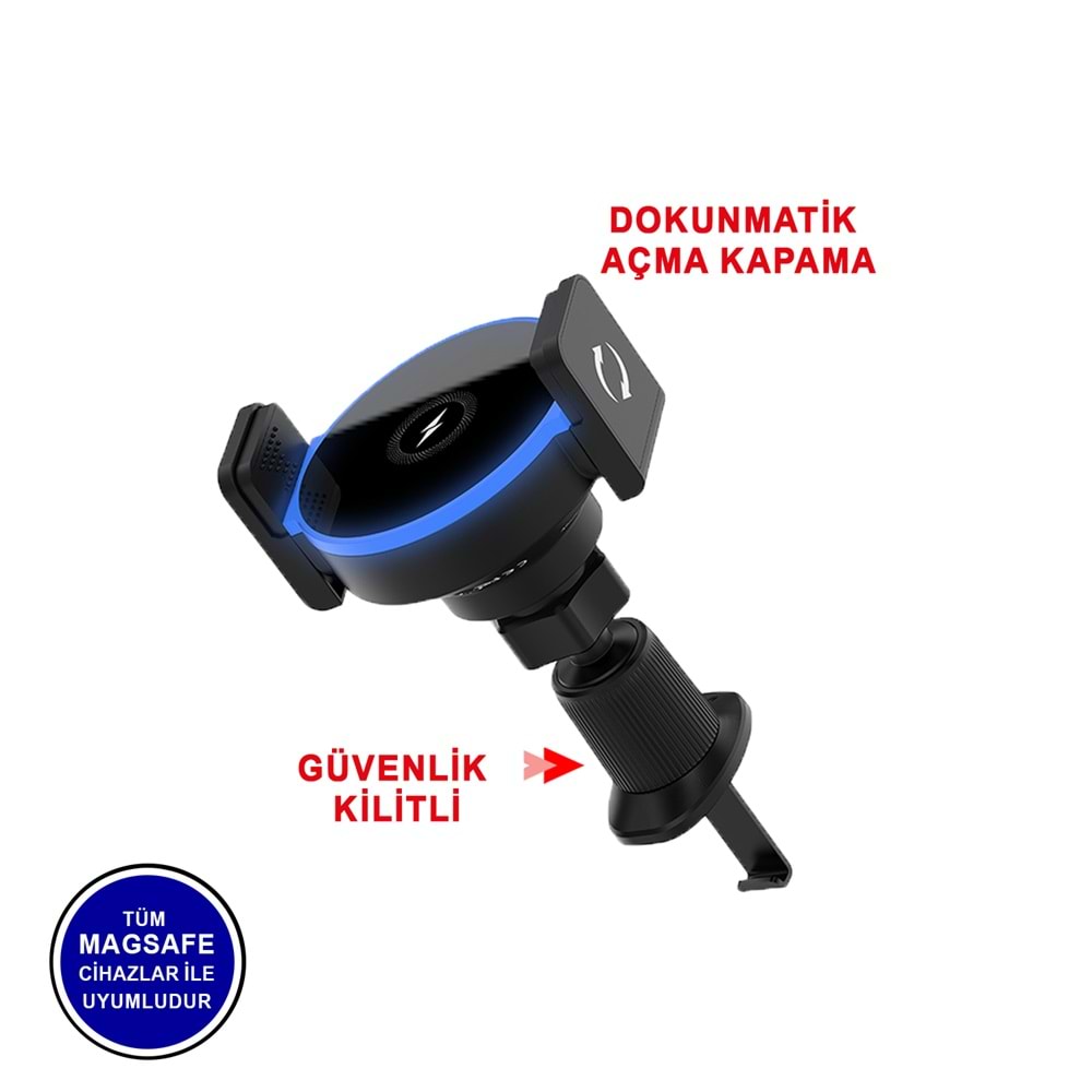 MTL SU3 2İN1 15W 360 MAGSAFE & WİRELESS ŞARJLI ARAÇ TUTUCU /88