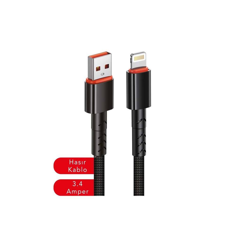 MT2016 3.4A LİGHTNİNG USB ŞARJ DATA KABLO 30/300