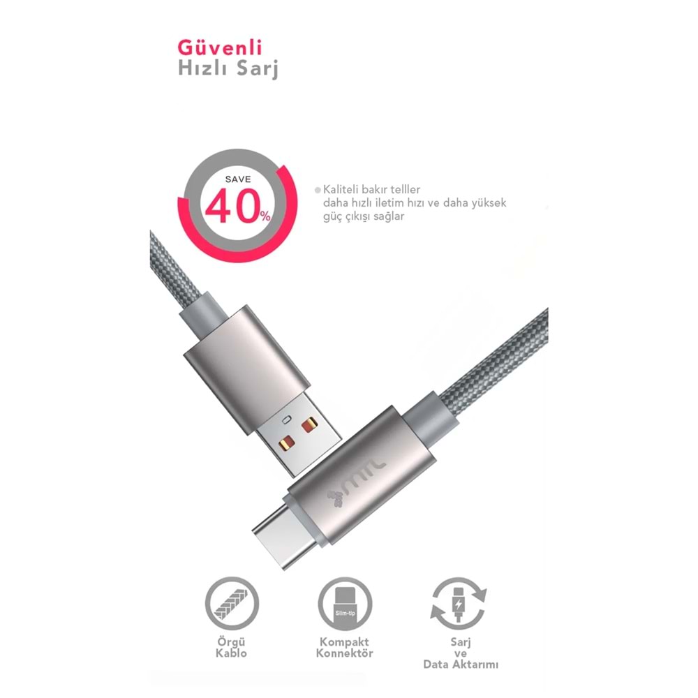 MT2031 3.4A TYPE C USB ŞARJ DATA KABLO 30/300