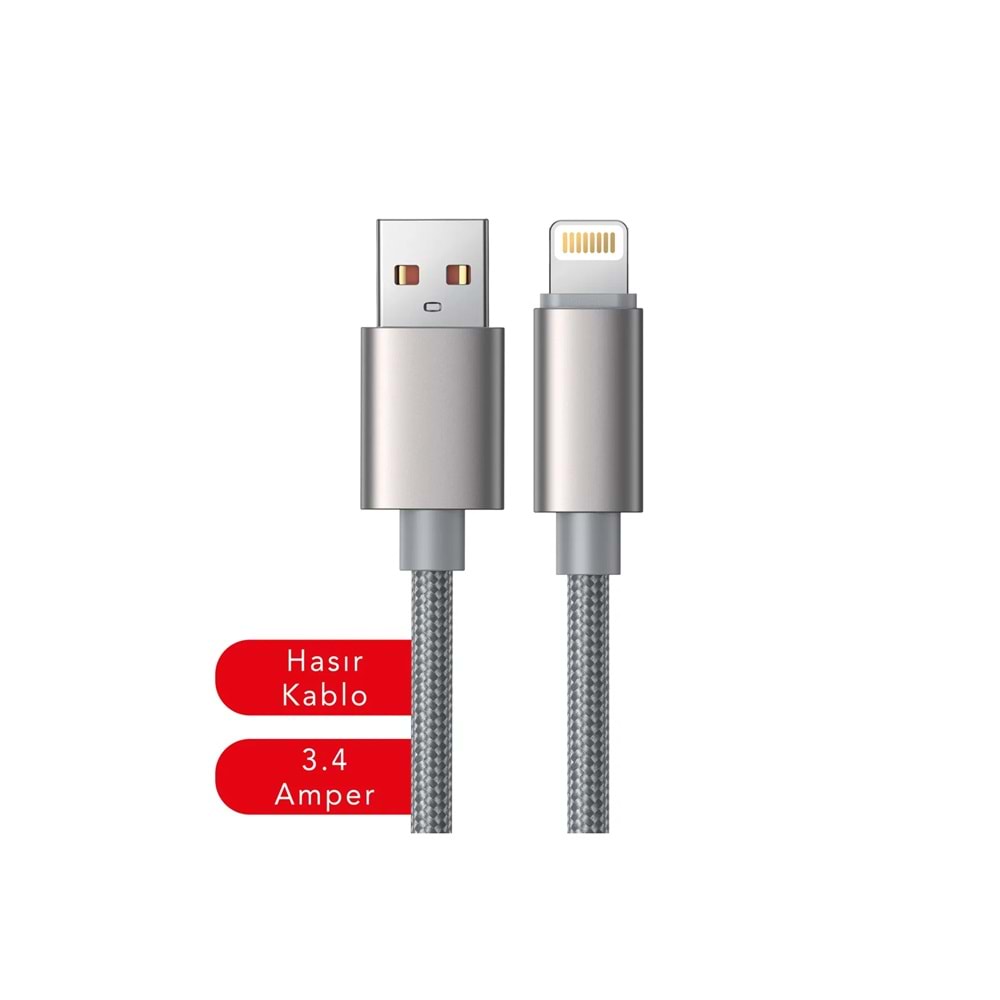 MT2032 3.4A LİGHTNİNG USB ŞARJ DATA KABLO 30/300