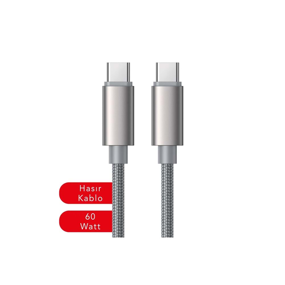 MT2119 60W TYPE C TO TYPE-C PD ŞARJ DATA KABLO 10/200