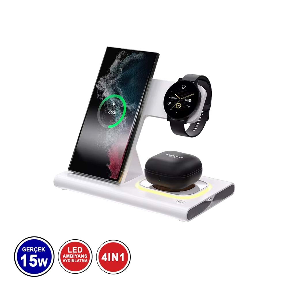 MTL A80 MASA ÜSTÜ 4İN1 15 WATT WİRELESS ŞARJ STANDI /10/50