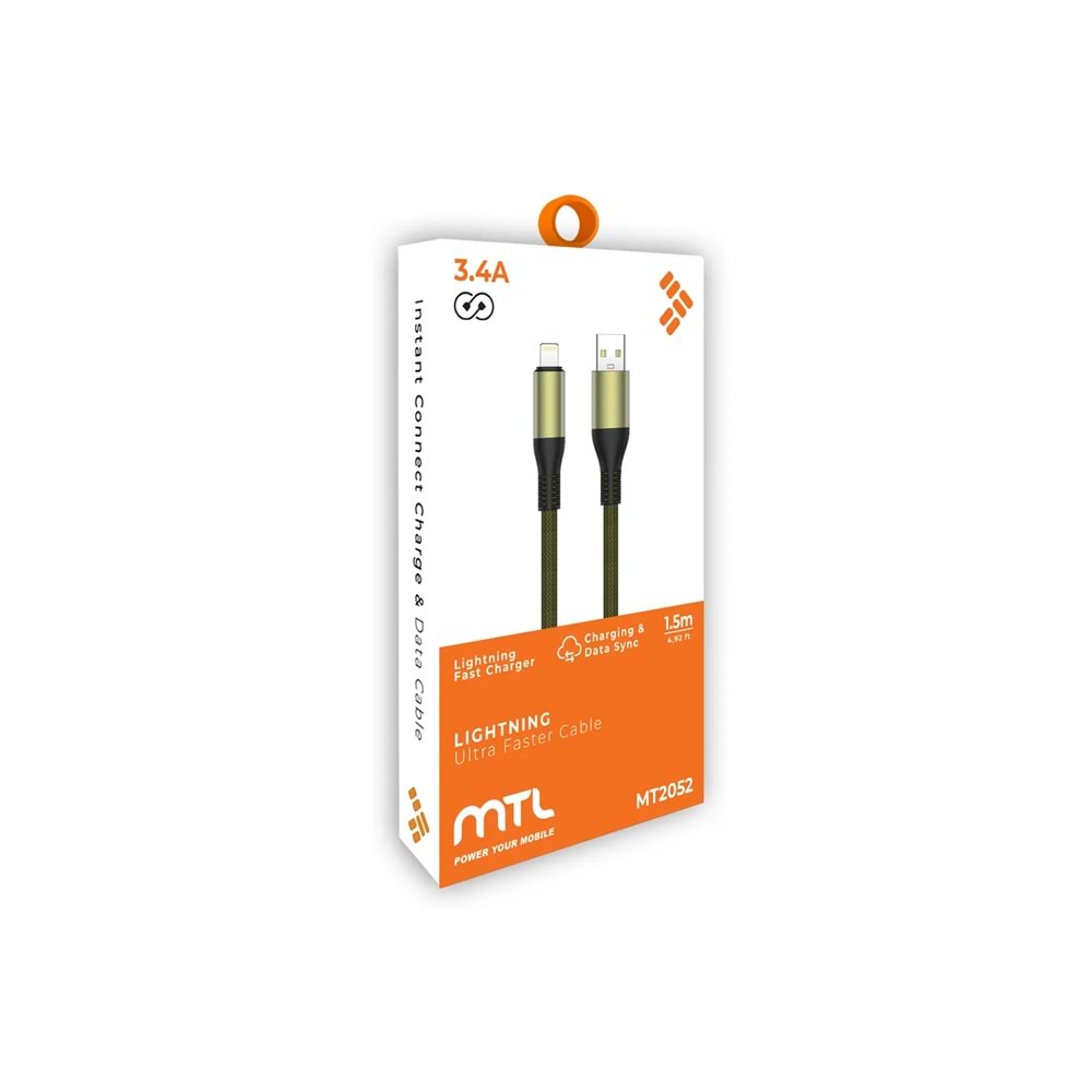 MT2052 3.4A 1.5 METRE LİGHTİNİNİG USB ŞARJ DATA KABLO 10/200