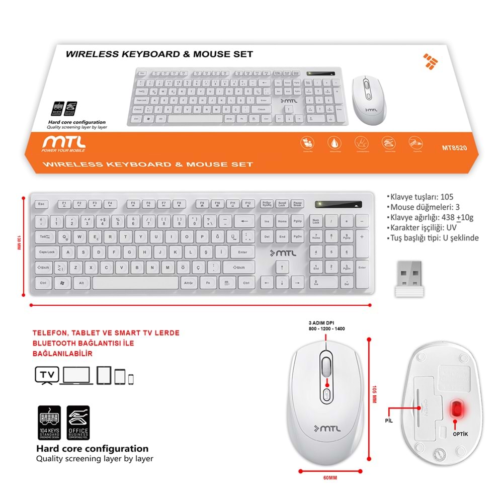 MT8520 WİRELESS KLAVYE & MOUSE SET /22