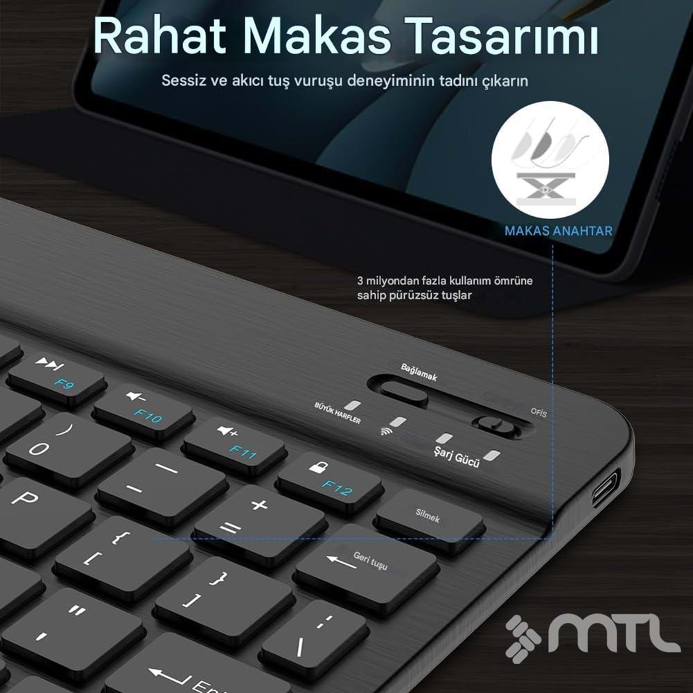 MT8530 BLUETOOTH MİNİ TABLET / PC / TV UYUMLU ŞARJLI KLAVYE MOUSE SET /50