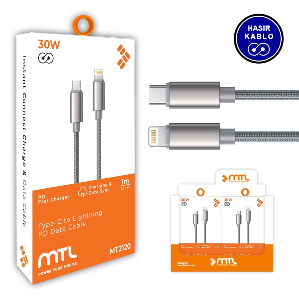 MT2120 60W LİGHTNİNG TO TYPE-C PD ŞARJ DATA KABLO 10/200
