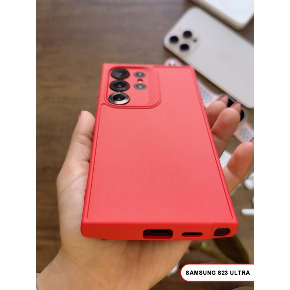 SAMSUNG S23 ULTRA RENK ATMAYAN KEEP SİLİKON KILIF - KIRMIZI