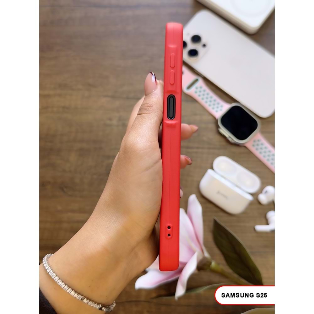 SAMSUNG S25 RENK ATMAYAN KEEP SİLİKON KILIF - KIRMIZI