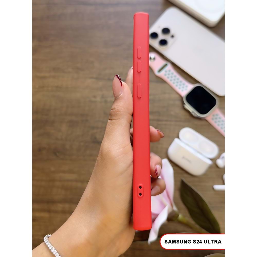 SAMSUNG S24 ULTRA RENK ATMAYAN KEEP SİLİKON KILIF - KIRMIZI