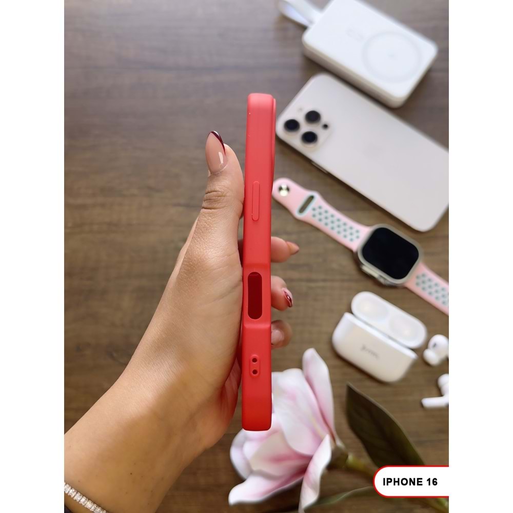 IPHONE 16 RENK ATMAYAN KEEP SİLİKON KILIF - KIRMIZI