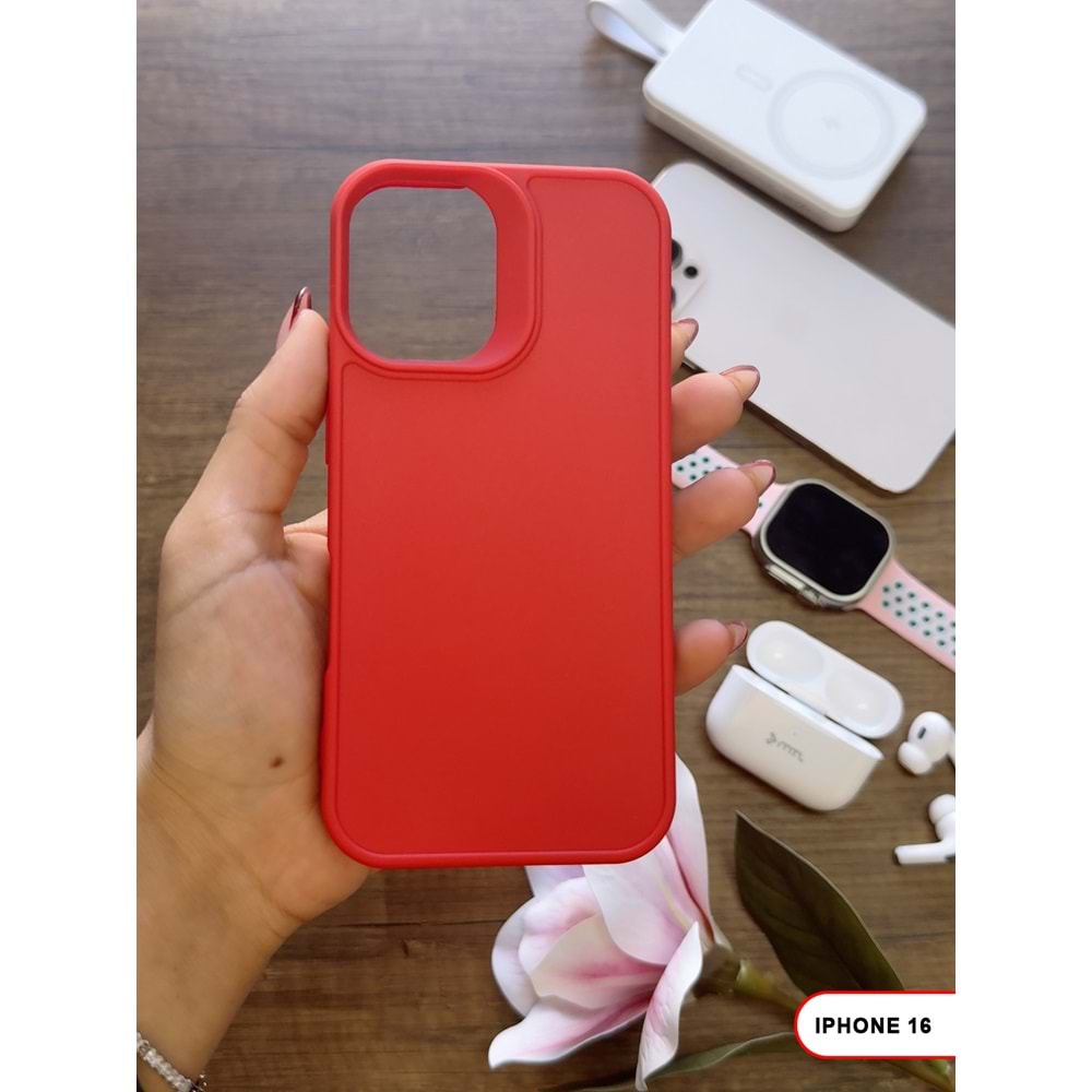 IPHONE 16 RENK ATMAYAN KEEP SİLİKON KILIF - KIRMIZI