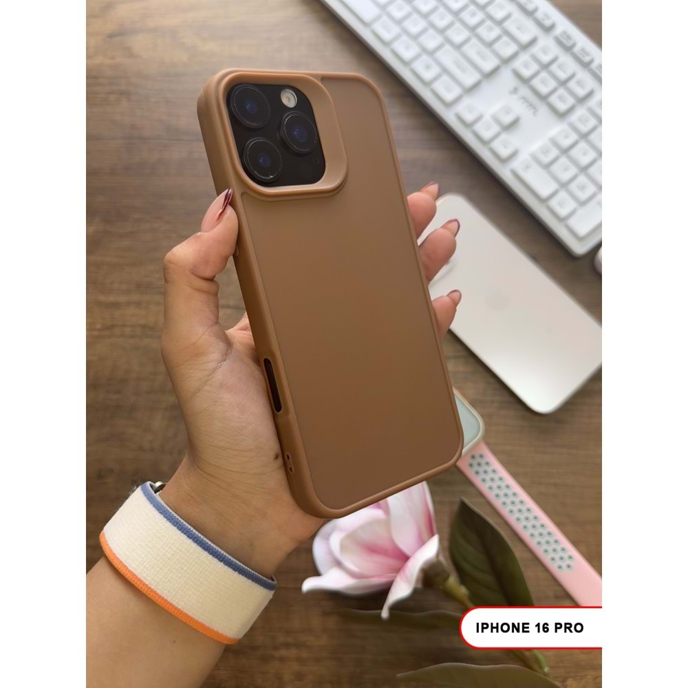 IPHONE 16 PRO RENK ATMAYAN KEEP SİLİKON KILIF - KAHVERENGİ