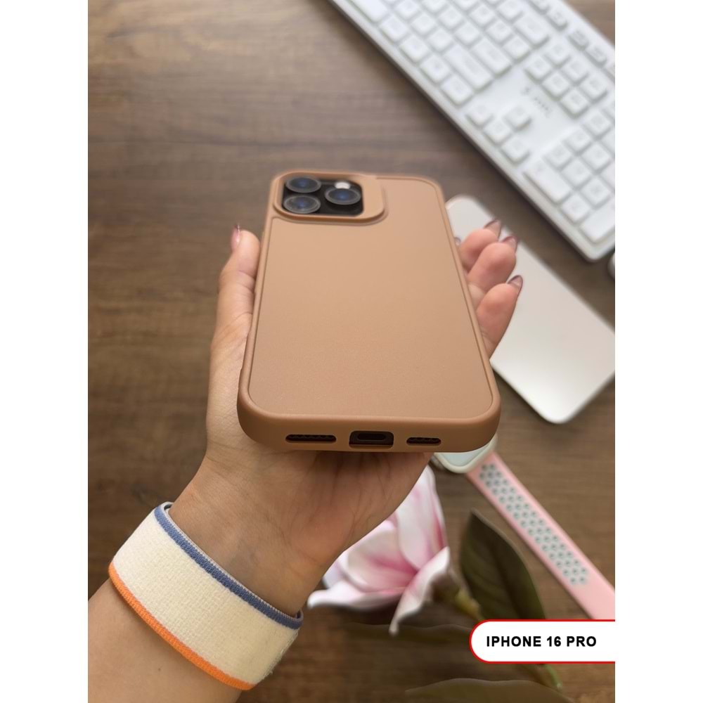 IPHONE 16 PRO RENK ATMAYAN KEEP SİLİKON KILIF - KAHVERENGİ