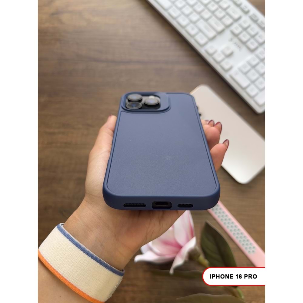 IPHONE 16 PRO RENK ATMAYAN KEEP SİLİKON KILIF - LACIVERT