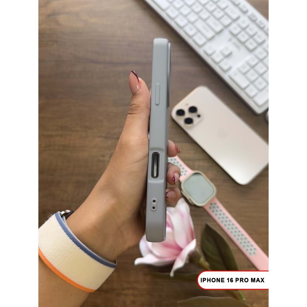 IPHONE 16 PRO MAX RENK ATMAYAN KEEP SİLİKON KILIF - GRI