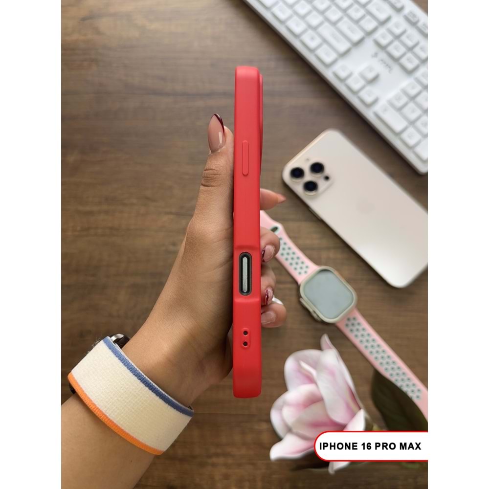 IPHONE 16 PRO MAX RENK ATMAYAN KEEP SİLİKON KILIF - KIRMIZI