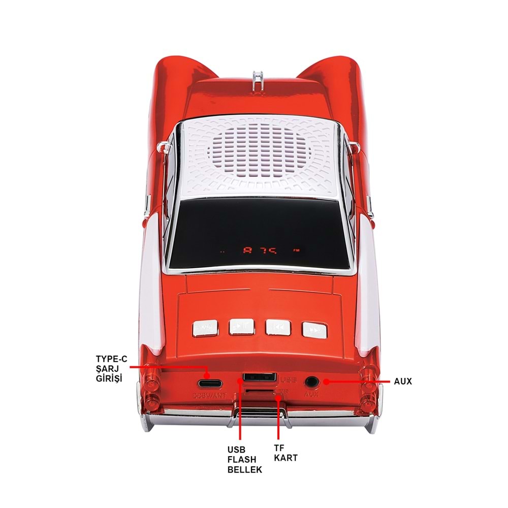 MT3203 10W KLASİK ARABA BLUETOOTH HOPARLÖR SPEAKER /40