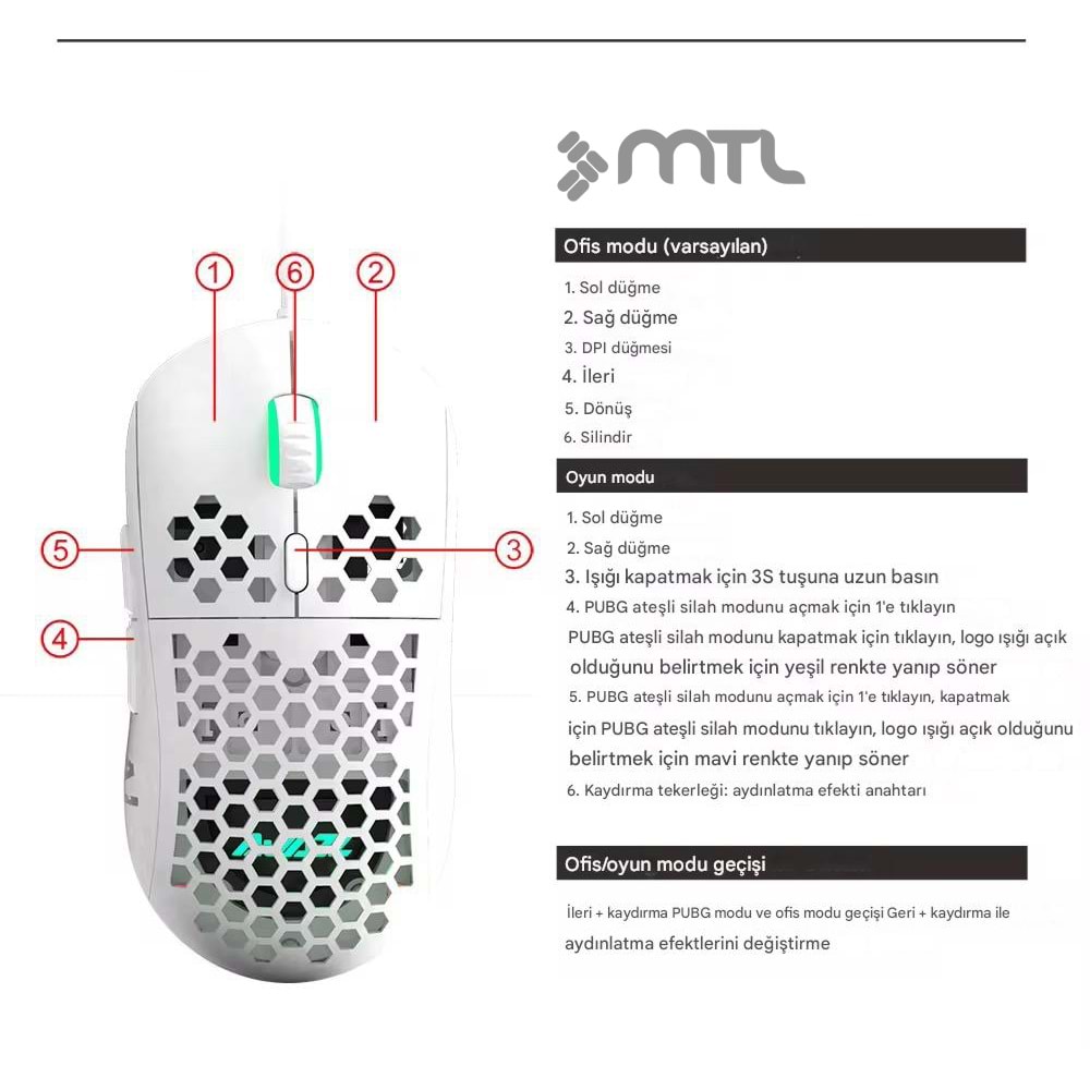MT8210 KABLOLU GAMİNG MOUSE