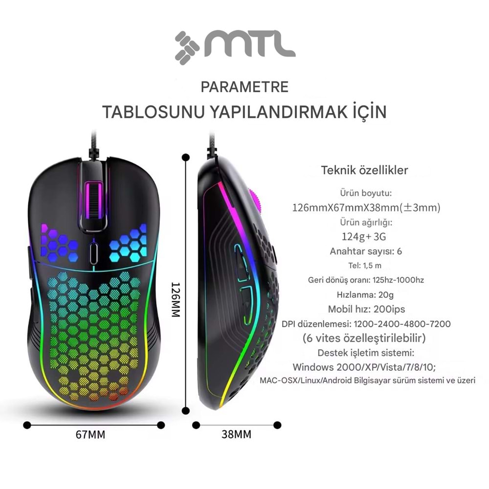 MT8210 KABLOLU GAMİNG MOUSE