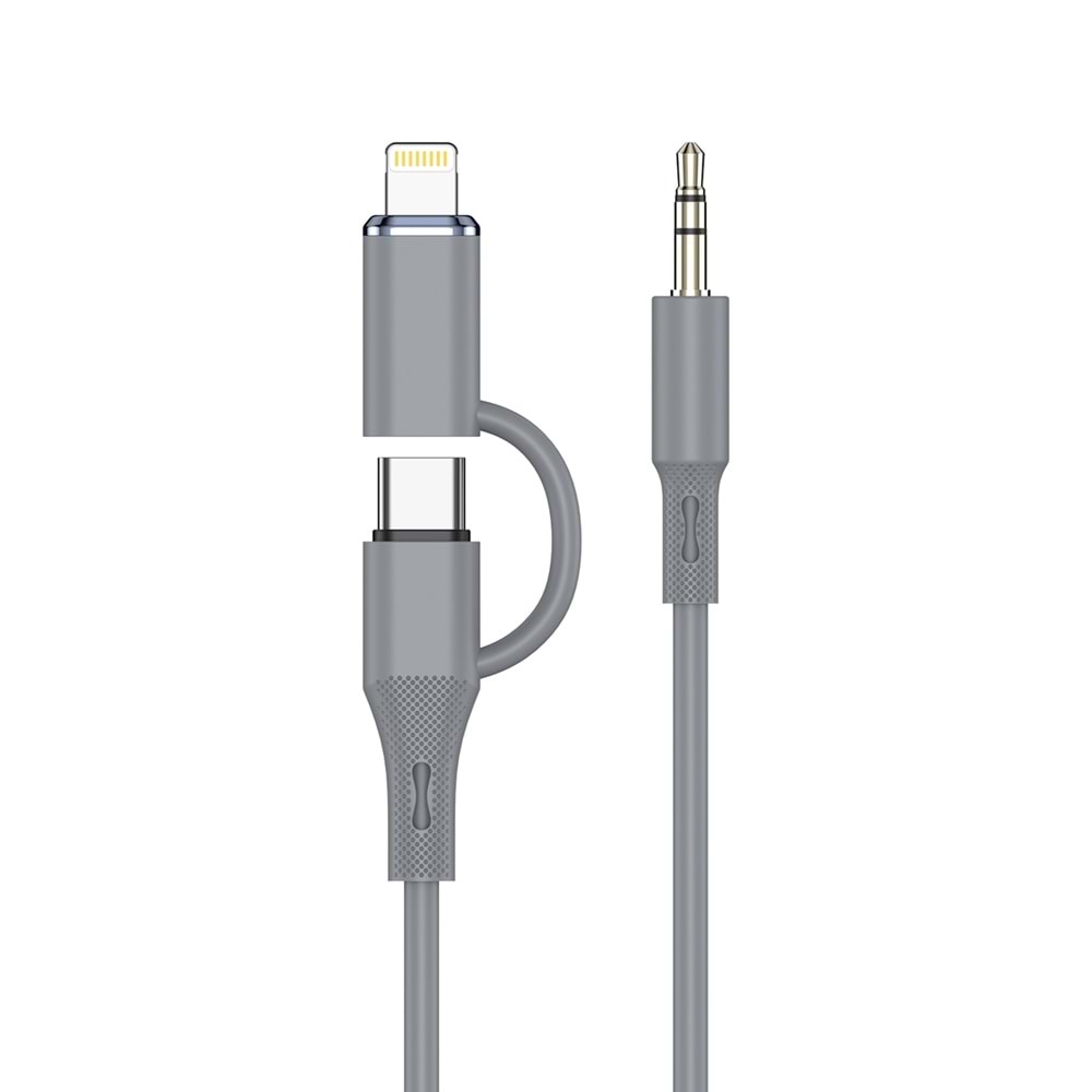 MT2812 TYPE-C + LİGHTNİNG to AUX 3.5MM SES KABLOSU STEREO