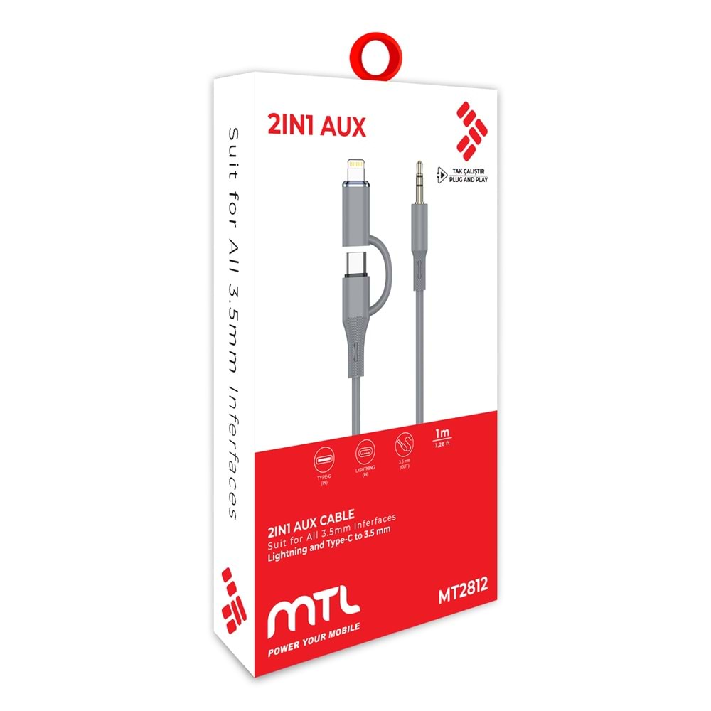 MT2812 TYPE-C + LİGHTNİNG to AUX 3.5MM SES KABLOSU STEREO