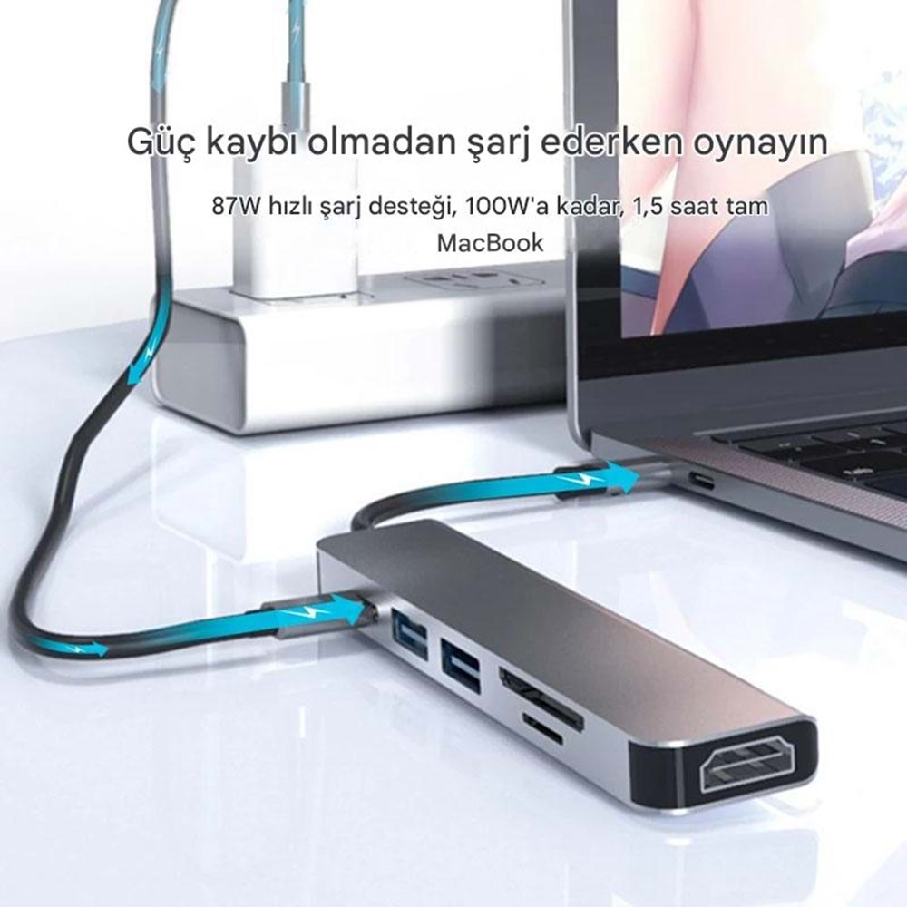 MT8901 7 in 1 TYPE-C HUB | TYPE-C / HDMI(4K) / USB 3.0 / SD TF /90