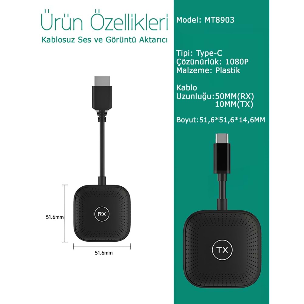 MT8903 KABLOSUZ GÖRÜNTÜ ve SES AKTARICI FULL HD /40
