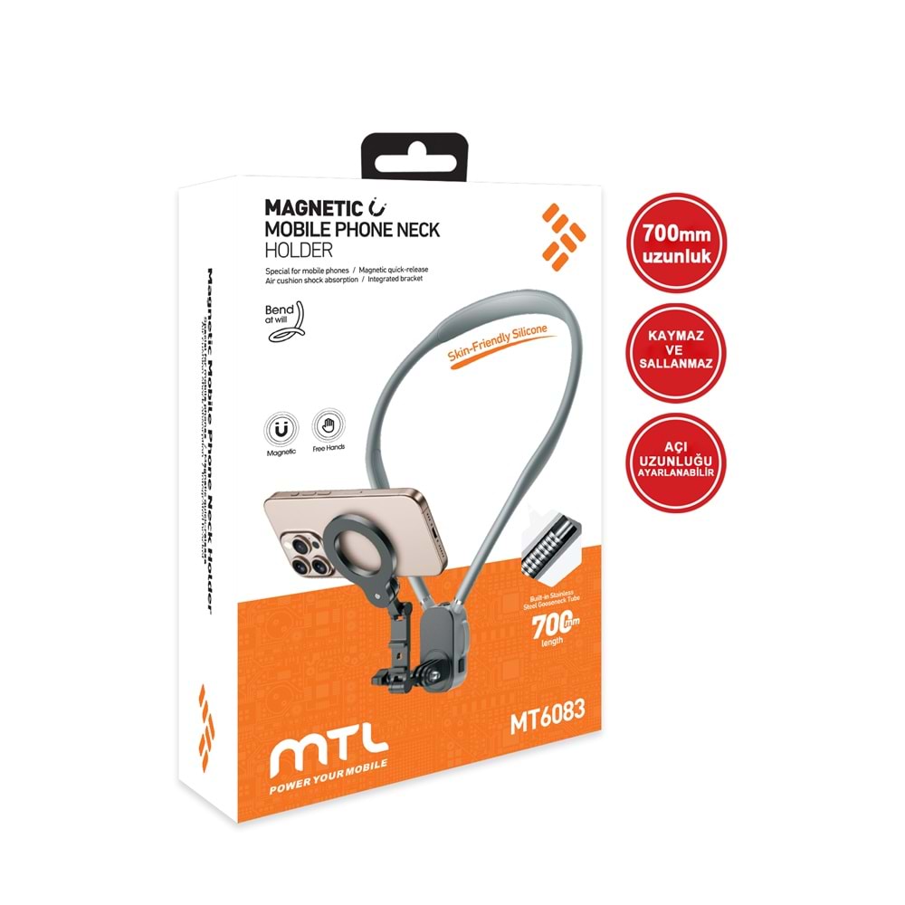 MT6083 360 DERECE AYARLANABİLİR BOYUN ASKILI MANYETİK TELEFON TUTUCU