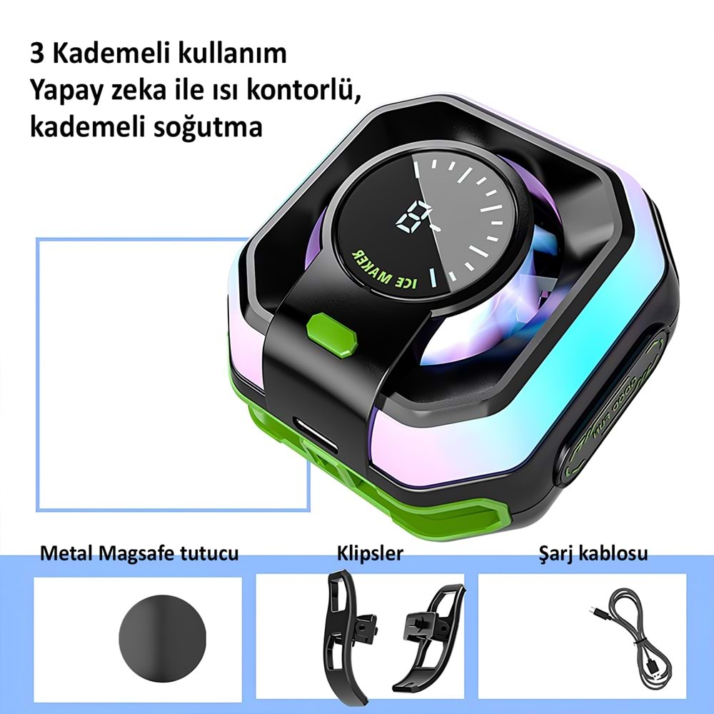 MT8460 YAPAY ZEKALI MAGSAFE UYUMLU ve KLİPSLİ CEP TELEFONU SOĞUTUCU