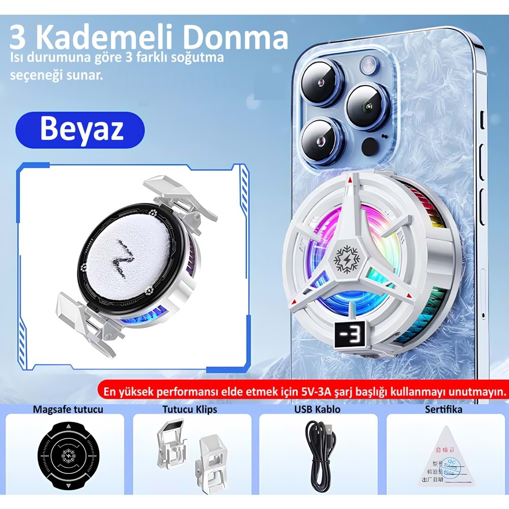 MT8462 YAPAY ZEKALI MAGSAFE UYUMLU ve KLİPSLİ CEP TELEFONU SOĞUTUCU