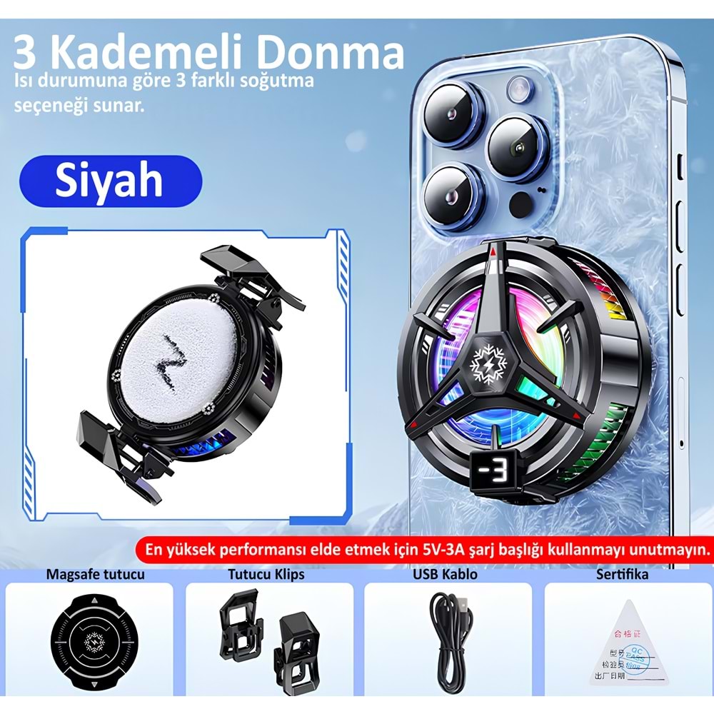 MT8462 YAPAY ZEKALI MAGSAFE UYUMLU ve KLİPSLİ CEP TELEFONU SOĞUTUCU