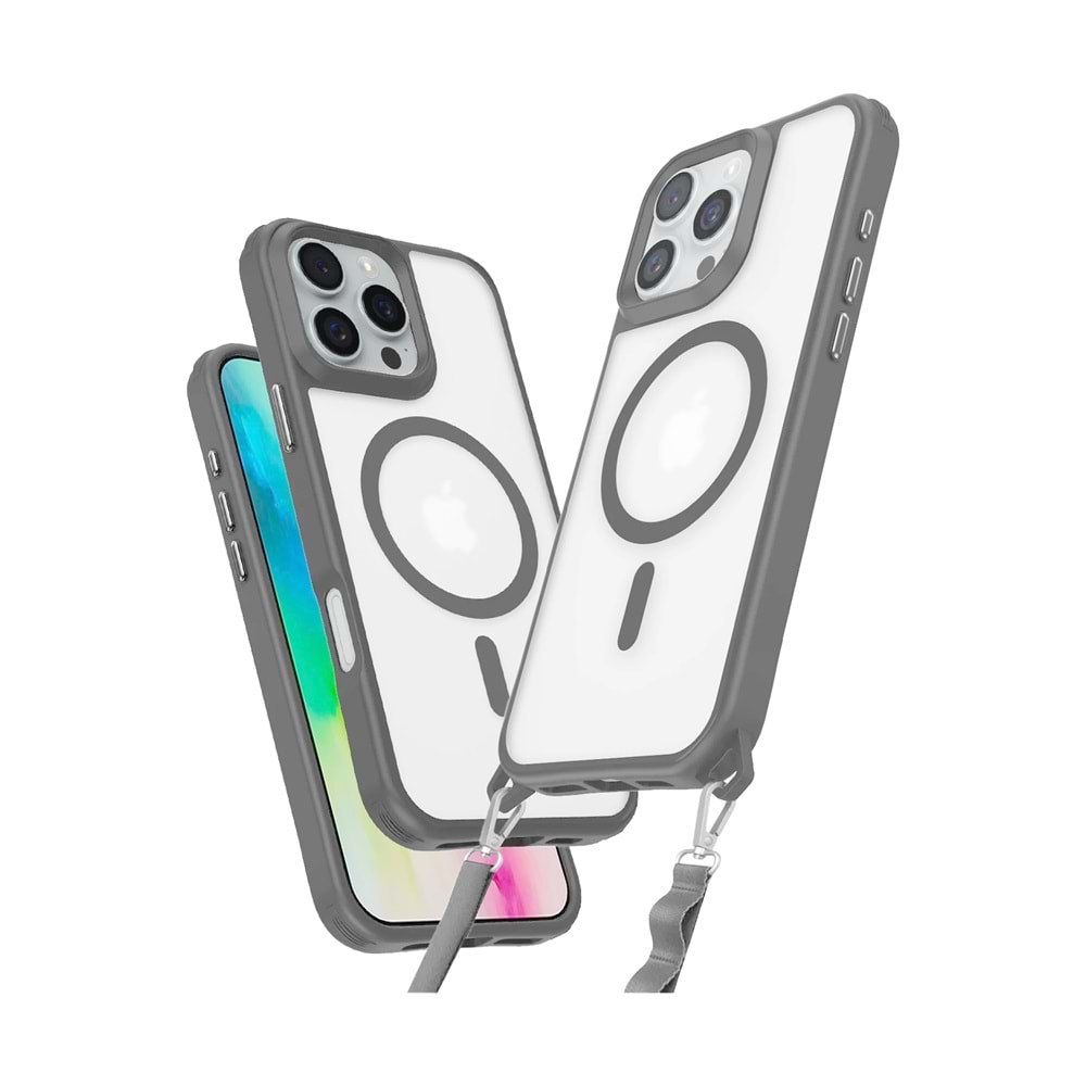 IPHONE 16 PRO MAGSAFE UYUMLU ÖZEL BOYUN ASKI İPİ APARATLI SKY-101 TELEFON KILIF