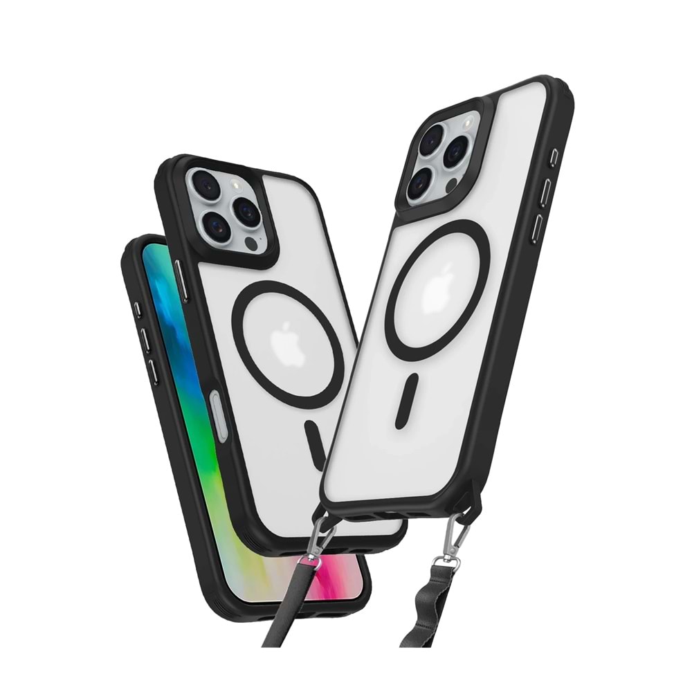 IPHONE 16 PRO MAX MAGSAFE UYUMLU ÖZEL BOYUN ASKI İPİ APARATLI SKY-101 TELEFON KILIF