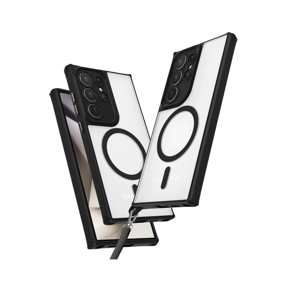 SAMSUNG S23 ULTRA MAGSAFE UYUMLU ÖZEL BOYUN ASKI İPİ APARATLI SKY-101 TELEFON KILIF