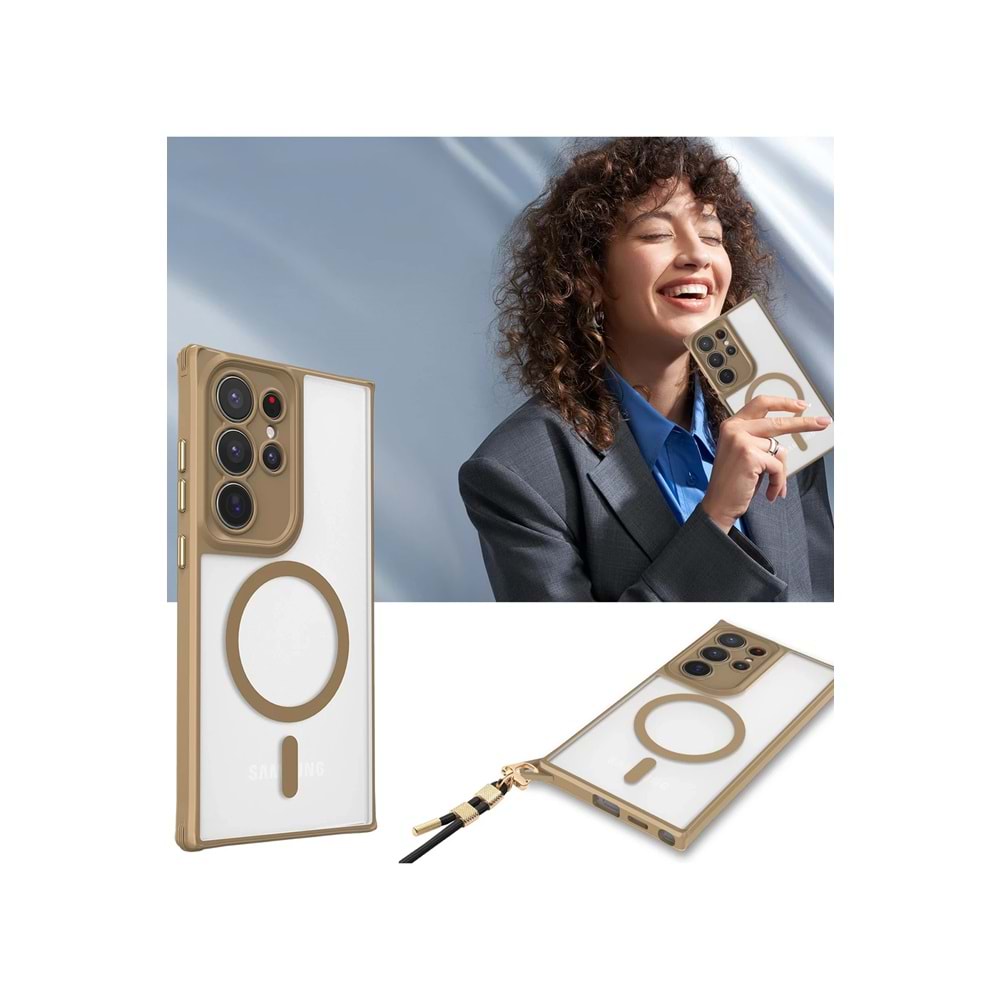 SAMSUNG S23 ULTRA MAGSAFE UYUMLU ÖZEL BOYUN ASKI İPİ APARATLI SKY-101 TELEFON KILIF