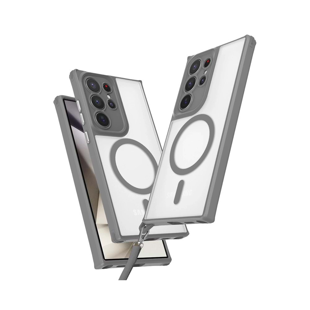 SAMSUNG S24 ULTRA MAGSAFE UYUMLU ÖZEL BOYUN ASKI İPİ APARATLI SKY-101 TELEFON KILIF