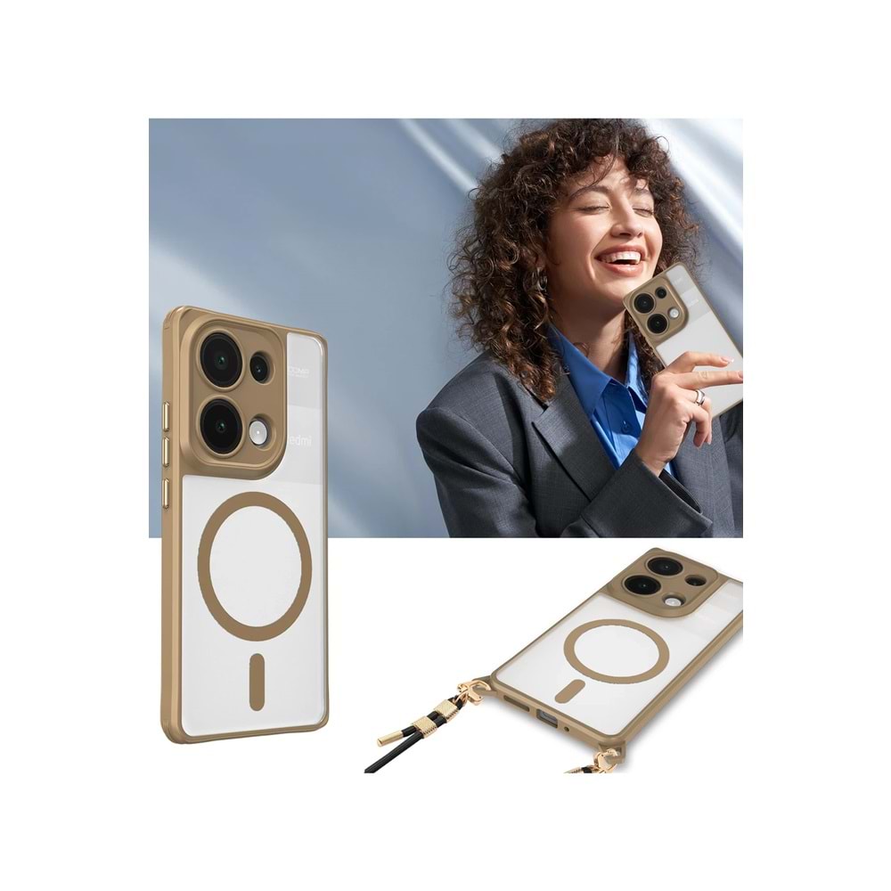 XİAOMİ REDMİ NOTE 13 PRO 4G MAGSAFE UYUMLU ÖZEL BOYUN ASKI İPİ APARATLI SKY-101 TELEFON KILIF