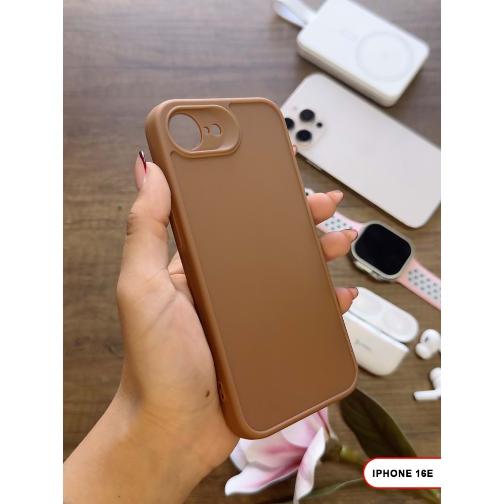 IPHONE 16E RENK ATMAYAN KEEP SİLİKON KILIF - KAHVERENGİ