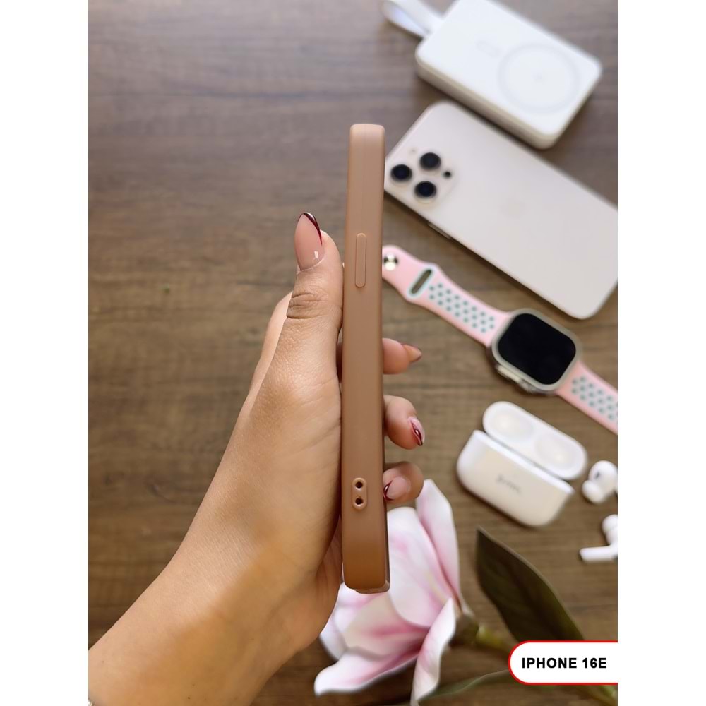 IPHONE 16E RENK ATMAYAN KEEP SİLİKON KILIF - KAHVERENGİ