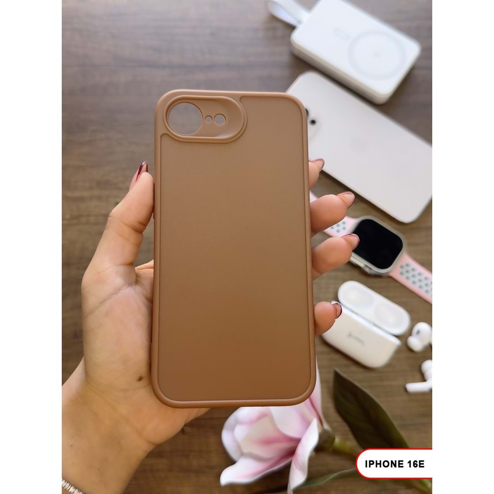 IPHONE 16E RENK ATMAYAN KEEP SİLİKON KILIF - KAHVERENGİ